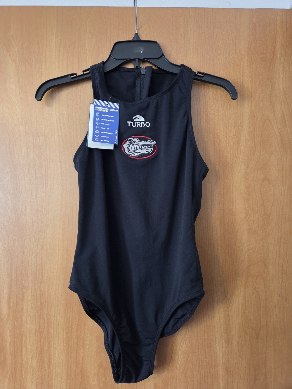 TURBO Women's Black  One-Piece Swimsuit Water Polo Size XL Summer Pool Resistant